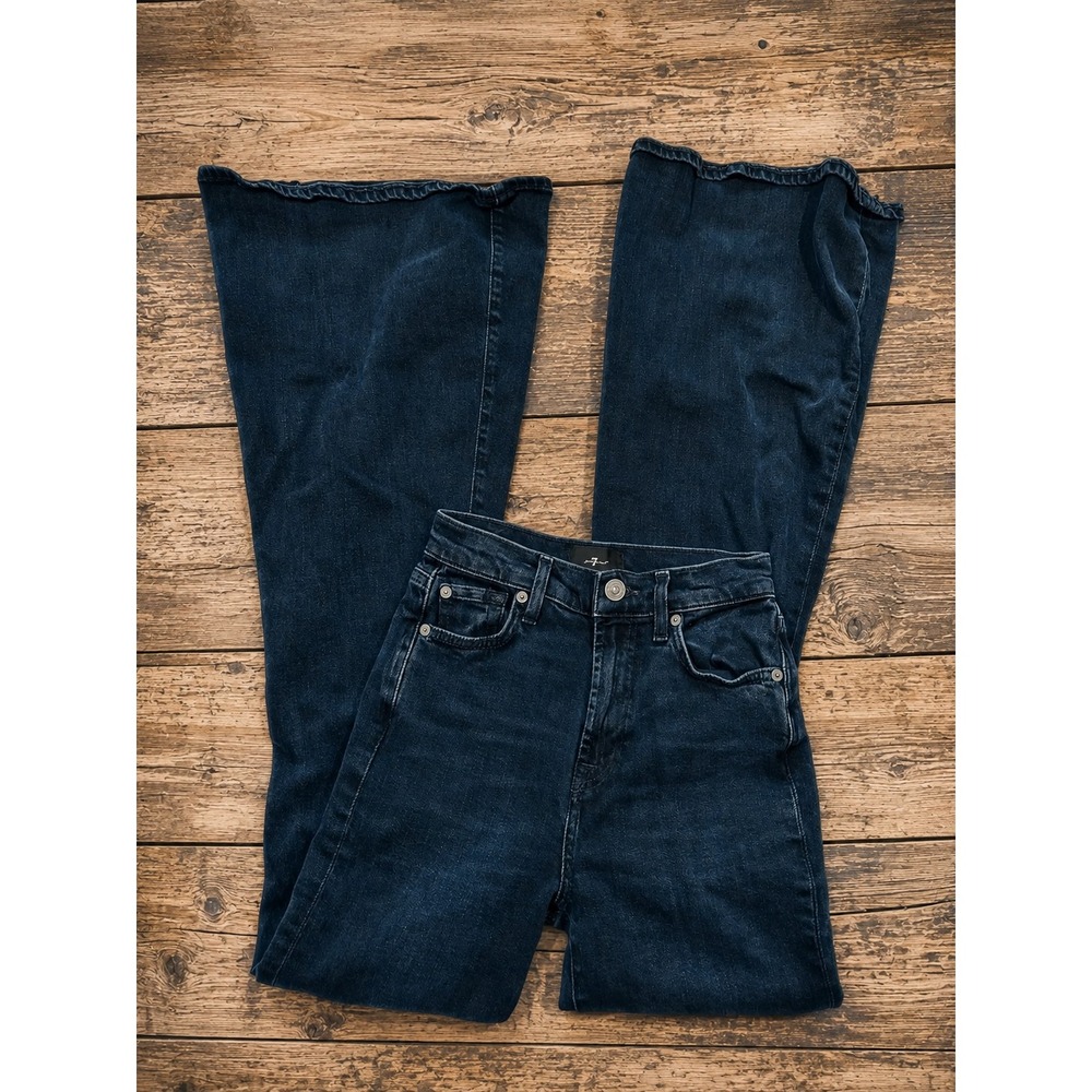 7 For All Mankind Mega Flare Jeans Dark Wash High Rise 25 Western Boho 70s